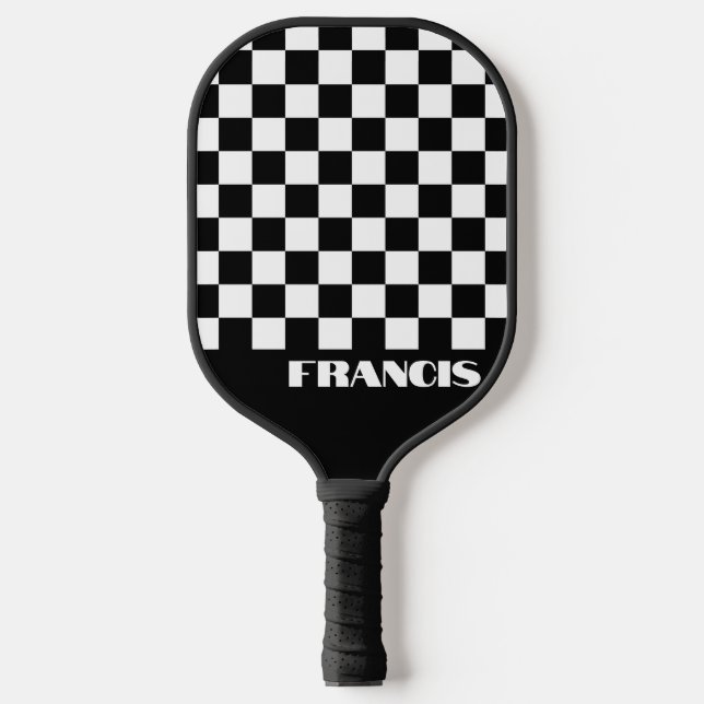 Personalized Retro Black & White Pickleball Paddle (Front)