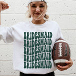 Personalized Retro Boho Emerald Green Bachelorette Sweatshirt<br><div class="desc">Looking for a unique and personalized gift for your bridal party? Look no further than this personalized emerald green bachelorette party maid of honour crewneck sweatshirt! This sweatshirt is perfect for rehearsal dinner, the bachelorette party, or even as a wedding gift. The top is made from a comfortable and stretchy...</div>