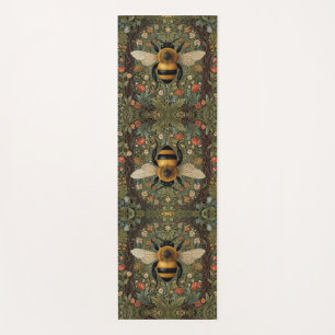 Personalized retro bumblebee boho botanical yoga mat