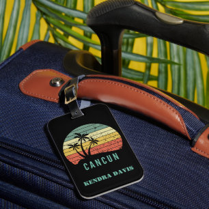 Personalized Retro Cancun Souvenir Luggage Tag
