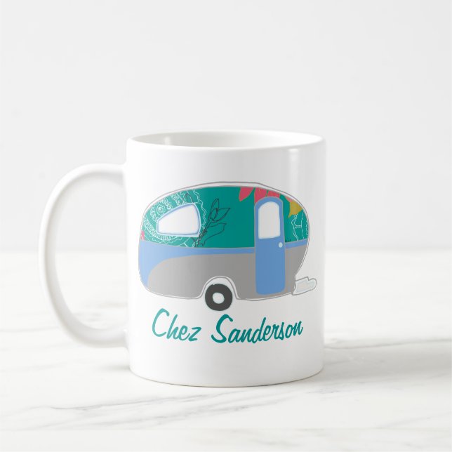 Personalized Retro Caravan Art Mugs (Left)