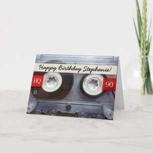 Personalized Retro Cassette Tape Birthday Card