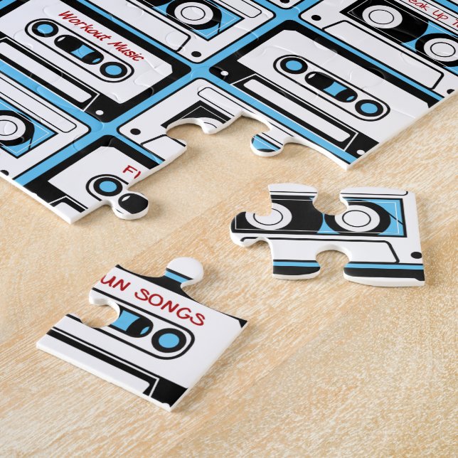 Personalized Retro Cassette Tapes Jigsaw Puzzle (Side)