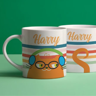 Personalized Retro Cat Coffee Mug