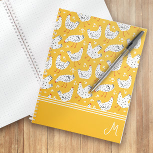 Personalized Retro Chicken Hen Monogram Notebook