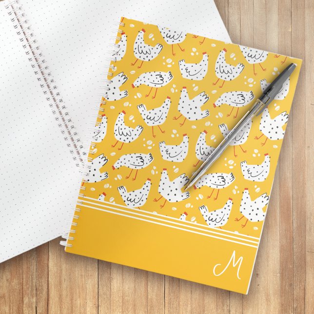 Personalized Retro Chicken Hen Monogram Notebook (Creator Uploaded)