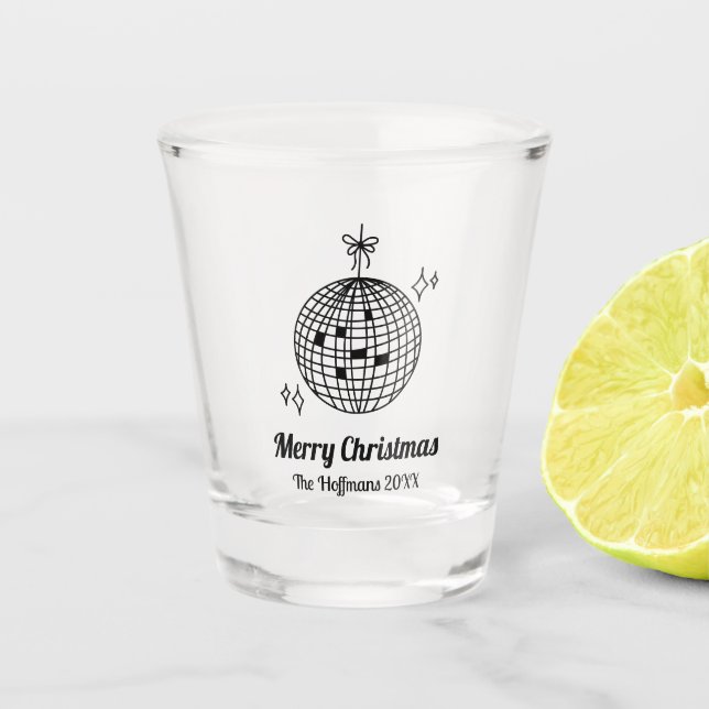 Personalized Retro Christmas Favour Shot Glass (Front)