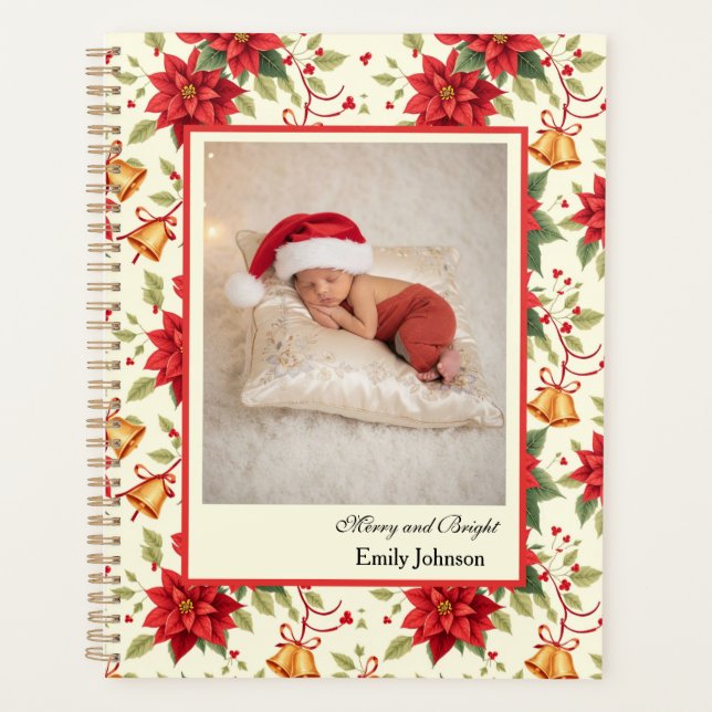 Personalized Retro Christmas Floral Stationery  Planner (Front)