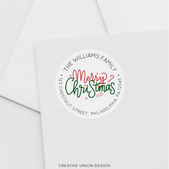 Personalized Retro Christmas Return Address Label (Creator Uploaded)
