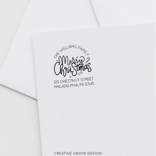 Personalized Retro Christmas Return Address Label Self-inking Stamp (Creator Uploaded)