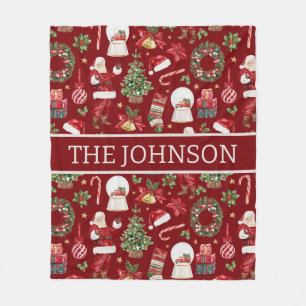 Personalized Retro Christmas Santa Fleece Blanket