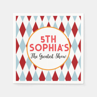 Personalized Retro Circus Diamond Pattern Custom Napkin