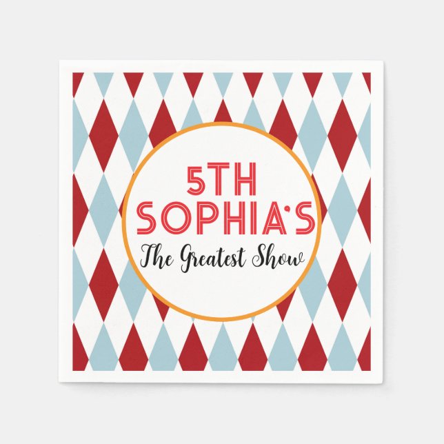 Personalized Retro Circus Diamond Pattern Custom  Napkin (Front)