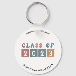 Personalized Retro Class of 2023 Graduation Cute Keychain