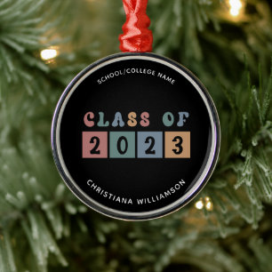 Personalized Retro Class of 2023 Graduation Cute Metal Ornament