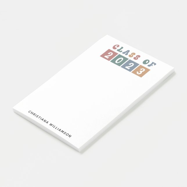 Personalized Retro Class of 2023 Graduation Cute Post-it Notes (Angled)