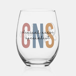 Personalized Retro CNS Clinical Nurse Specialist Stemless Wine Glass