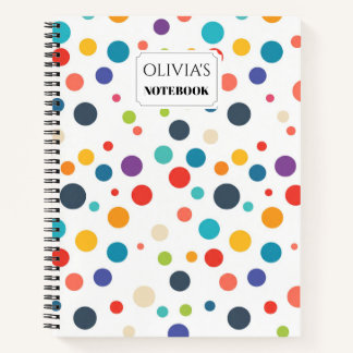 Personalized Retro Colourful Dot Spiral Notebook