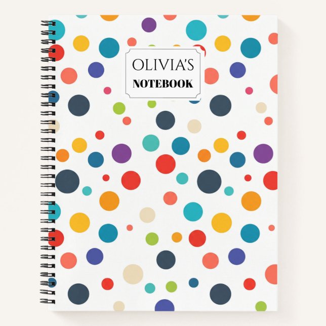 Personalized Retro Colourful Dot Spiral Notebook (Front)