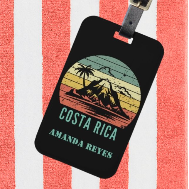Personalized Retro Costa Rica Beach  Luggage Tag (Creator Uploaded)