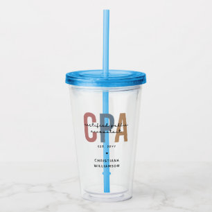 Personalized Retro CPA Certified Public Accountant Acrylic Tumbler