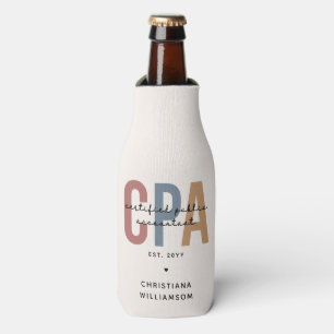 Personalized Retro CPA Certified Public Accountant Bottle Cooler