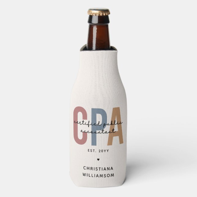 Personalized Retro CPA Certified Public Accountant Bottle Cooler (Bottle Front)