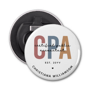 Personalized Retro CPA Certified Public Accountant Bottle Opener
