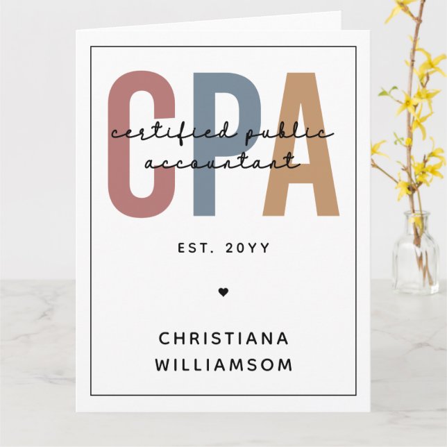 Personalized Retro CPA Certified Public Accountant Card (Yellow Flower)