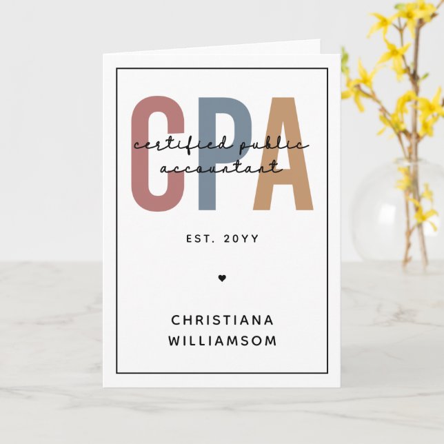 Personalized Retro CPA Certified Public Accountant Card (Yellow Flower)