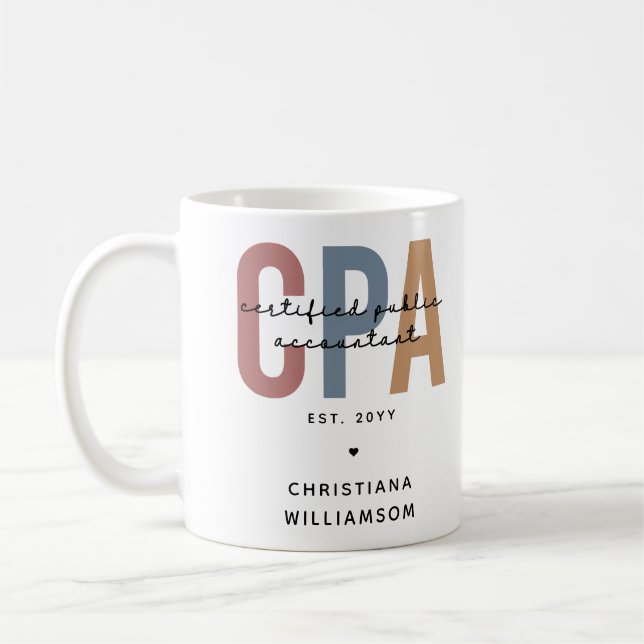 Personalized Retro CPA Certified Public Accountant Coffee Mug (Left)