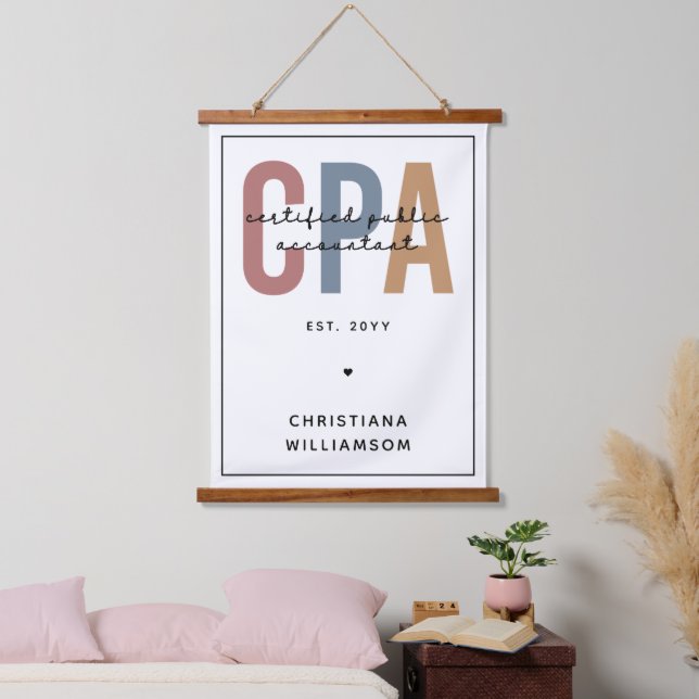 Personalized Retro CPA Certified Public Accountant Hanging Tapestry (Bedroom)