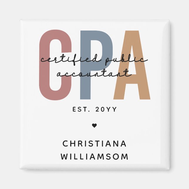 Personalized Retro CPA Certified Public Accountant Magnet (Front)