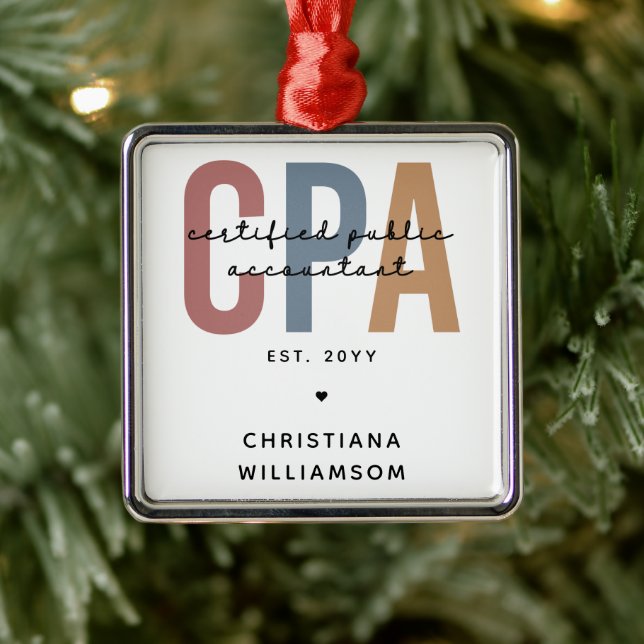 Personalized Retro CPA Certified Public Accountant Metal Ornament (Tree)