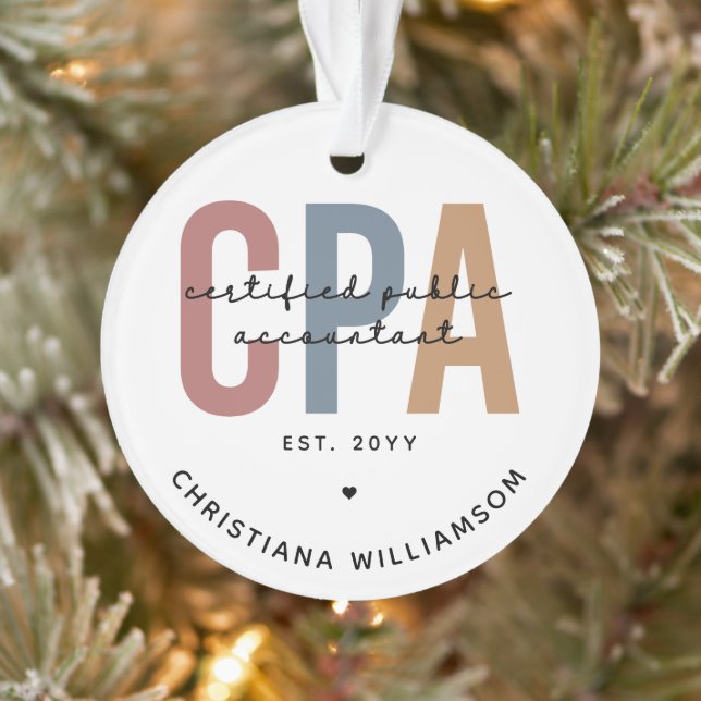 Personalized Retro CPA Certified Public Accountant Ornament (Tree)