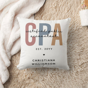 Personalized Retro CPA Certified Public Accountant Throw Pillow