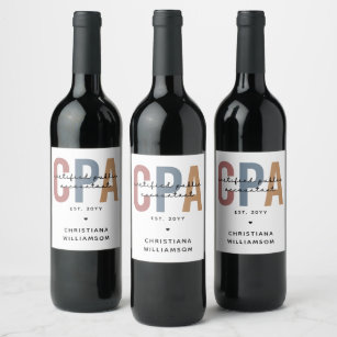 Personalized Retro CPA Certified Public Accountant Wine Label