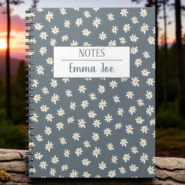Personalized Retro Daisy Flowers with Name Notebook (Creator Uploaded)
