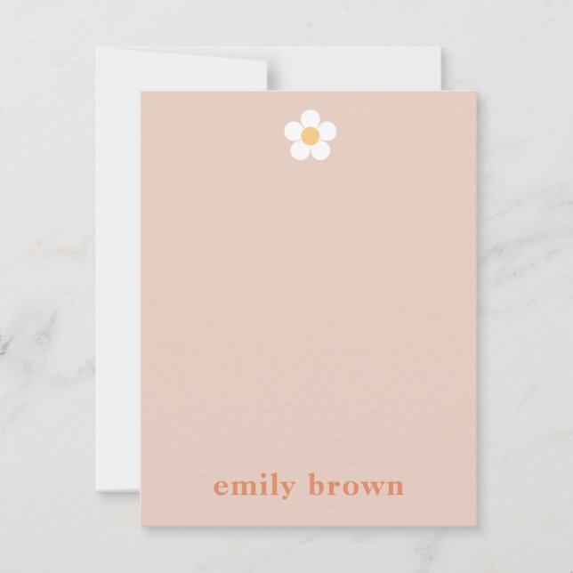 Personalized Retro Daisy Note Card (Front)
