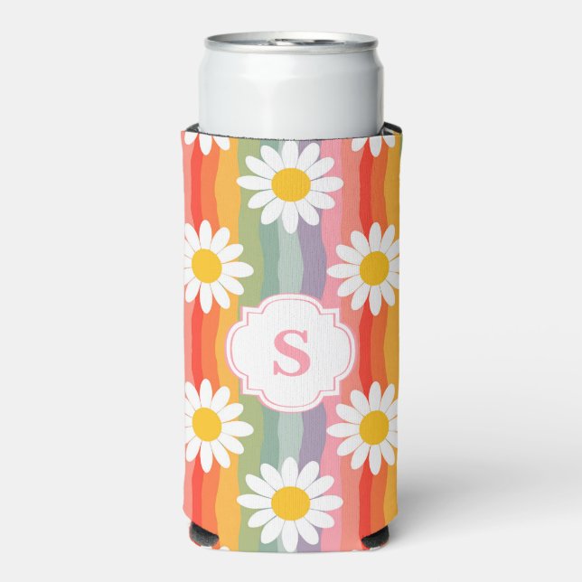 Personalized Retro Daisy Seltzer Can Cooler (Seltzer Front)