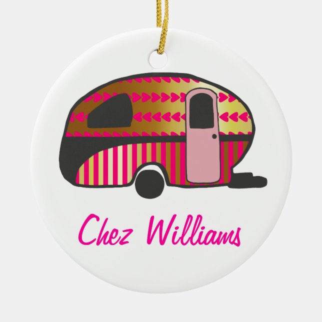 Personalized Retro Design Caravan Ornaments (Front)
