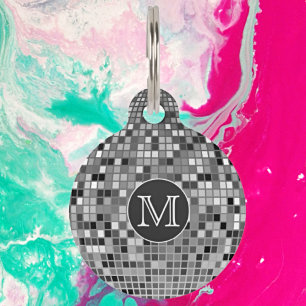 Personalized Retro Disco Ball Monogram Pet Tag