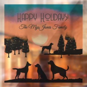 Personalized Retro Dogs in Black Trees Window Cling