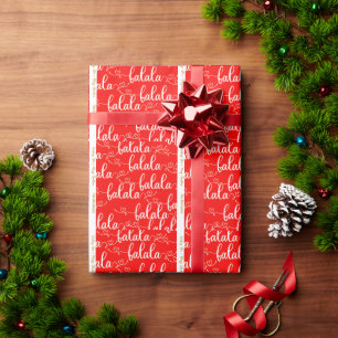 Personalized Retro Fa la la Script Red  Wrapping Paper