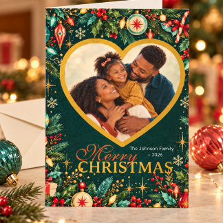 Personalized Retro Family Photo Christmas Card