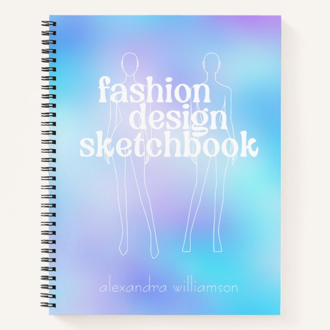 Personalized Retro Fashion Design Sketchbook Notebook (Front)