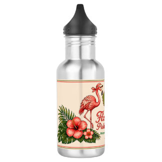 Personalized Retro Flamingo Pickleball Water Bottl 532 Ml Water Bottle