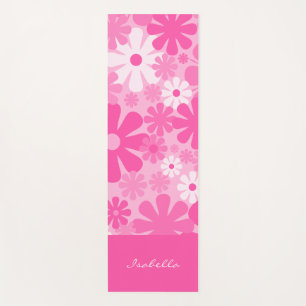 Personalized Retro Floral 60s 70s Y2K Pink Yoga Mat