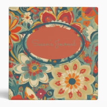 Personalized Retro Floral Binder Journal 
