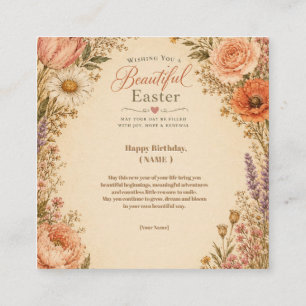 Personalized Retro Floral Birthday with flowers Enclosure Card